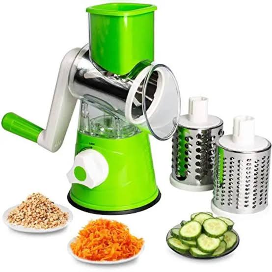 Multifunctional Manual Rotary Vegetable Cutter & Slicer | 3-in-1 Vegetable Shredder with Interchangeable Blades